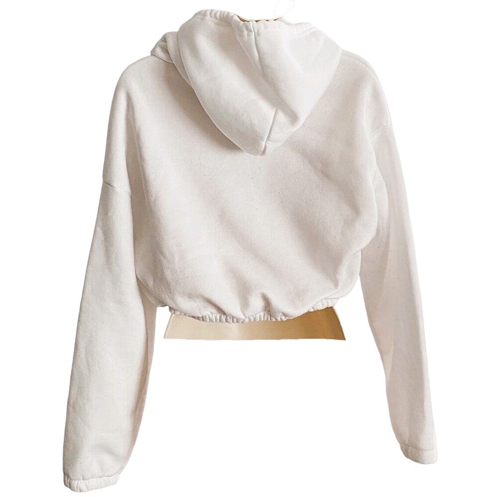 Cruise Night Large Graphic White Cropped Short Hoodie ~ Women's Size SMALL - Picture 2 of 4